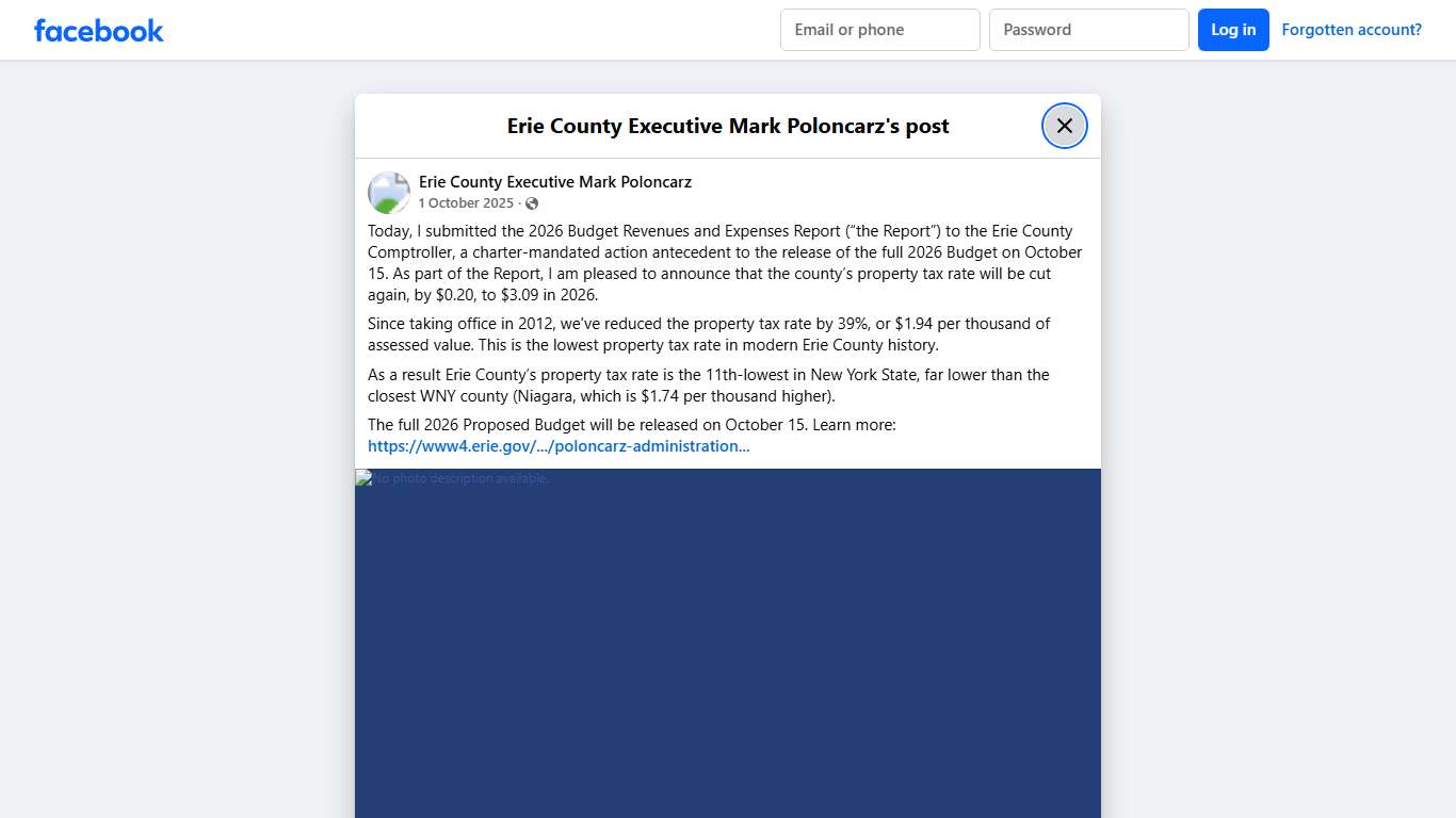Today, I submitted... - Erie County Executive Mark Poloncarz Facebook